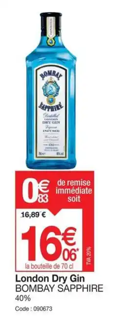 Promocash London Dry Gin BOMBAY SAPPHIRE offre