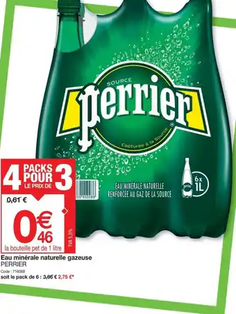 Promocash Eau minérale naturelle gazeuse PERRIER offre