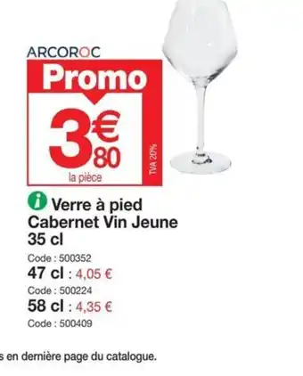 Promocash Verre à pied Cabernet Vin Jeune offre
