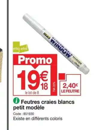 Promocash Feutres craies blancs petit modèle offre