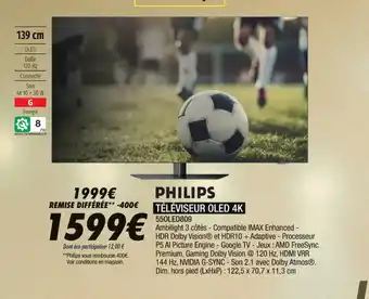 Blanc Brun PHILIPS TÉLÉVISEUR OLED 4K offre