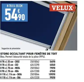 Brico Cash STORE OCCULTANT POUR FENÊTRE DE TOIT offre