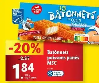 Lidl Ocean sea - batonnets poissons panes msc offre