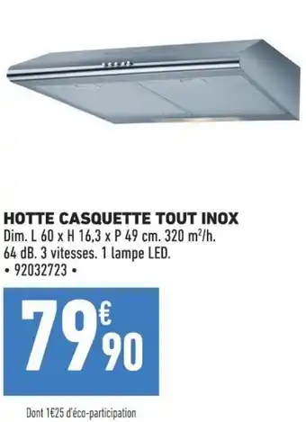 HOTTE CASQUETTE TOUT INOX