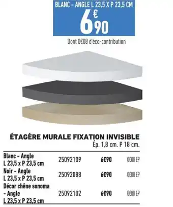 Brico Cash ÉTAGÈRE MURALE FIXATION INVISIBLE offre