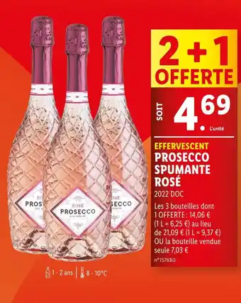 Lidl SPUMANTE EFFERVESCENT PROSECCO SPUMANTE ROSÉ offre