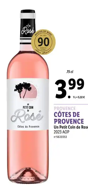 Lidl Un Petit Coin de Rosé CÔTES DE PROVENCE offre