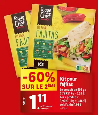 Lidl Toque du Chef Kit pour fajitas offre