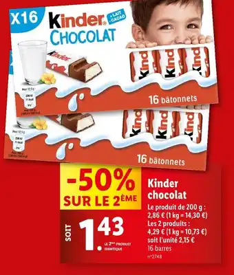 Lidl Kinder Kinder chocolat offre