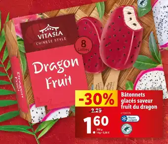 Lidl VITASIA Bâtonnets glacés saveur fruit du dragon offre