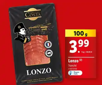 Lidl CHARCUTERIE COSTA Lonzo offre