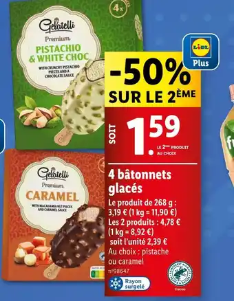 Lidl Gelatelli 4 bâtonnets glacés offre