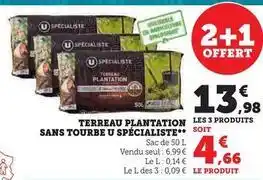 Super U U - terreau plantation sans tourbe spécialiste offre