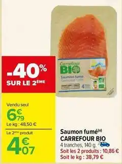 Carrefour Market Carrefour - saumon fumé bio offre