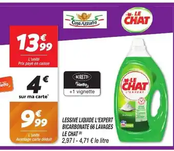 Netto LESSIVE LIQUIDE L'EXPERT BICARBONATE 66 LAVAGES LE CHAT offre