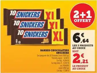 Super U Snickers - barres chocolatees offre