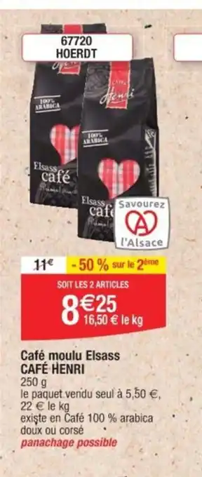 Cora x Carrefour Café moulu Elsass CAFÉ HENRI 250 g offre