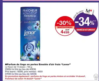 Monoprix Lenor Parfum de linge en perles Envolée d’air frais offre