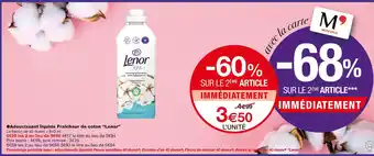 Monoprix Lenor ●Adoucissant liquide Fraîcheur de coton offre