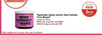 Monoprix Les Niçois Tapenade olives noires Tata Colette offre