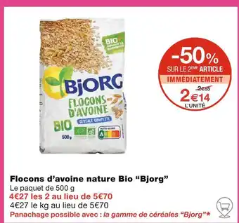 Monoprix Bjorg Flocons d’avoine nature Bio offre