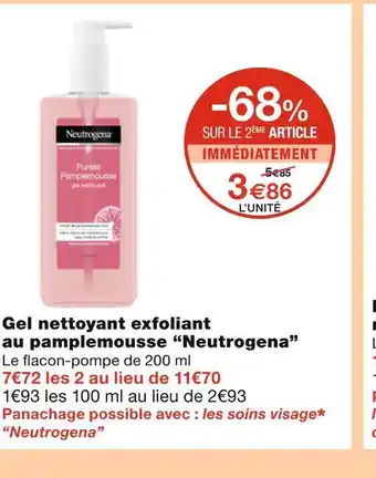 Monoprix Neutrogena Gel nettoyant exfoliant au pamplemousse offre