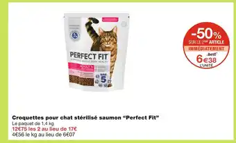 Monoprix Perfect Fit Croquettes pour chat stérilisé saumon offre