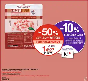 Monoprix Monoprix Lardons fumés qualité supérieure offre