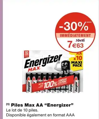 Monoprix Energizer Piles Max AA offre