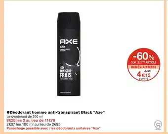 Monoprix Axe Déodorant homme anti-transpirant Black offre