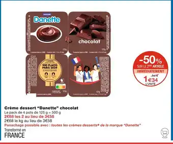 Monoprix Danette Crème dessert chocolat offre