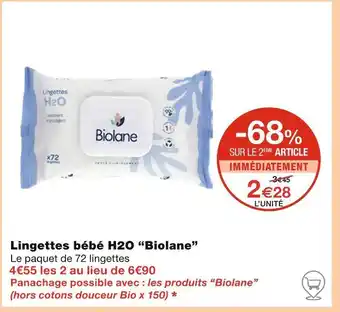 Monoprix Biolane Lingettes bébé H2O offre