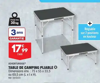ALDI TABLE DE CAMPING PLIABLE offre