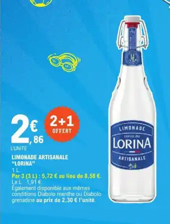 E.Leclerc LIMONADE ARTISANALE "LORINA" offre