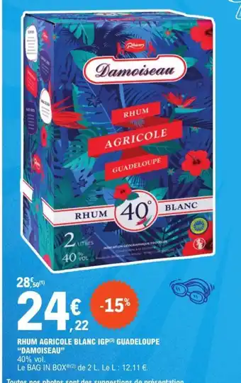 E.Leclerc RHUM AGRICOLE BLANC IGP(3) GUADELOUPE offre