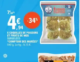 E.Leclerc 6 COQUILLES DE POISSONS ET FRUITS DE MER SURGELÉES offre
