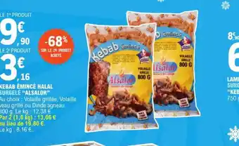 E.Leclerc KEBAB ÉMINCÉ HALAL SURGELE "ALSALOR" offre