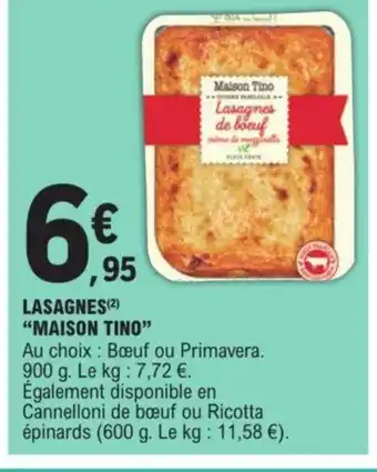 E.Leclerc LASAGNES MAISON TINO" offre