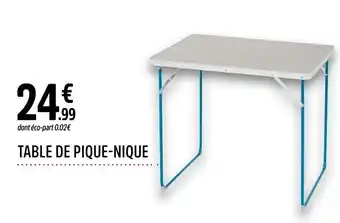 Intersport TABLE DE PIQUE-NIQUE offre