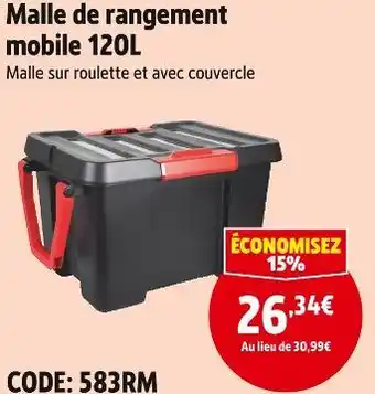 Screwfix Malle de rangement mobile 120L offre