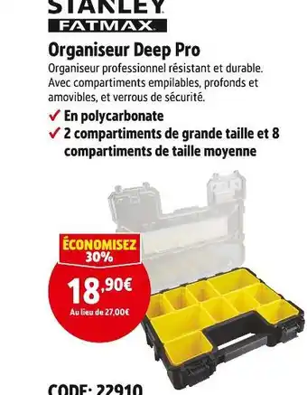 Screwfix STANLEY Organiseur Deep Pro offre