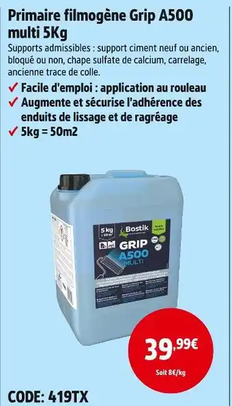 Screwfix Bostik Primaire filmogène Grip A500 multi 5Kg offre