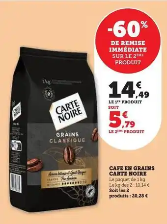 Super U Carte noire - café en grains offre