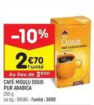 Leader Price Leader price - café moulu doux pur arabica offre