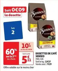 Auchan Supermarché Senseo - dosettes de café offre