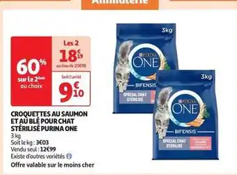 Auchan Supermarché Purina - croquettes au saumon et au blé pour chat stérilisé one offre