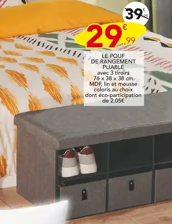 Stokomani LE POUF DE RANGEMENT PLIABLE offre