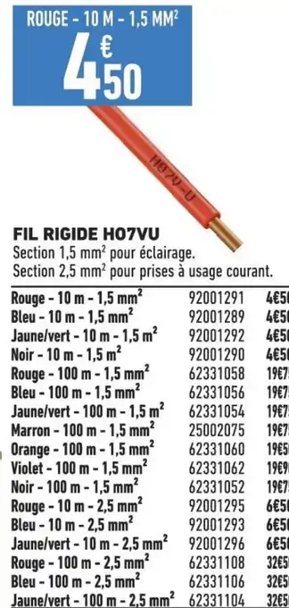 Brico Cash FIL RIGIDE H07VU offre