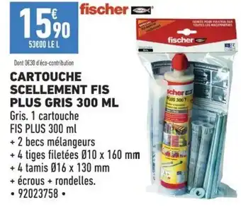 Brico Cash CARTOUCHE SCELLEMENT FIS PLUS GRIS 300 ML offre