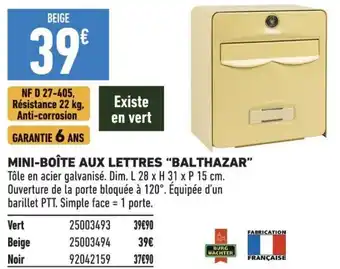 Brico Cash MINI-BOÎTE AUX LETTRES "BALTHAZAR" offre